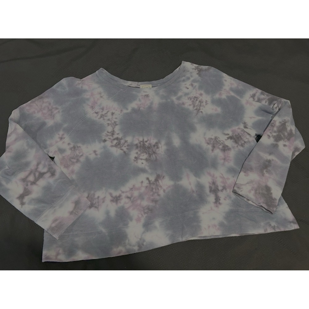 Urban Rebel Cropped Tie Dye Sweatshirt Sz L Oversized Blue Cotton Blend Trendy - Picture 14 of 14